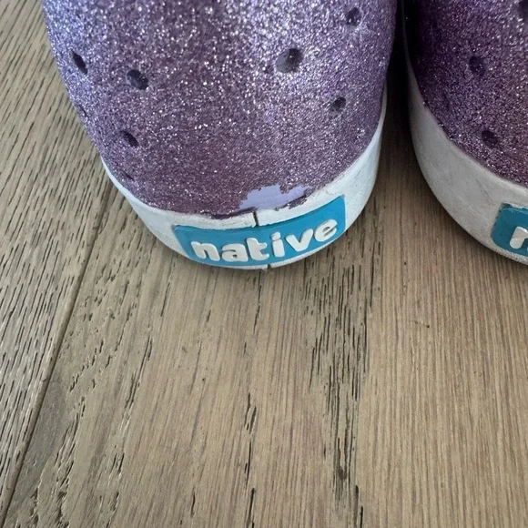 Native Girls Purple Glitter Slip On Shoe J3 - Picture 3 of 6